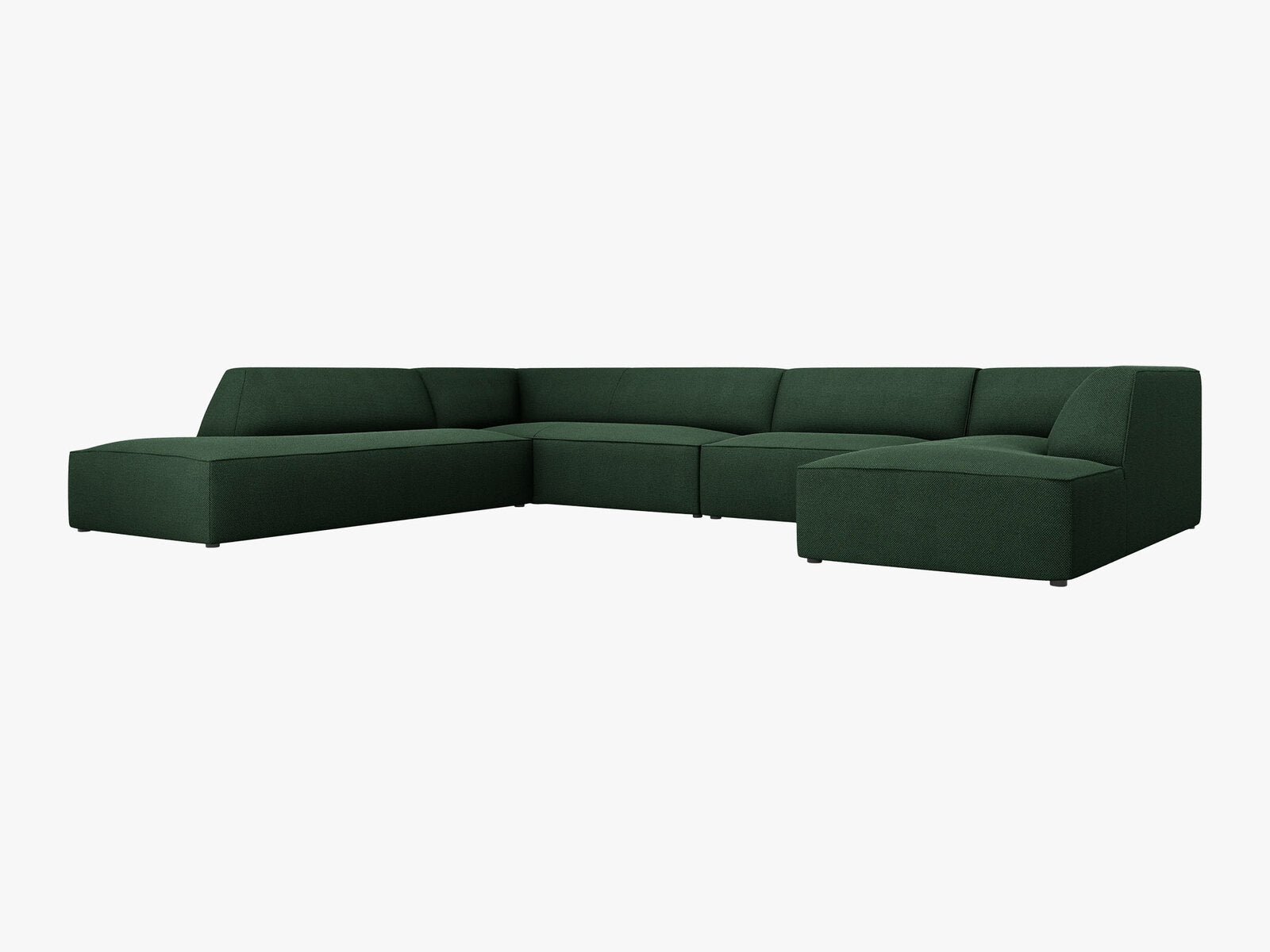 Micadoni Panorama-Ecksofa Ruby 7-Sitzer Links Strukturierter Stoff Ottawa Grün