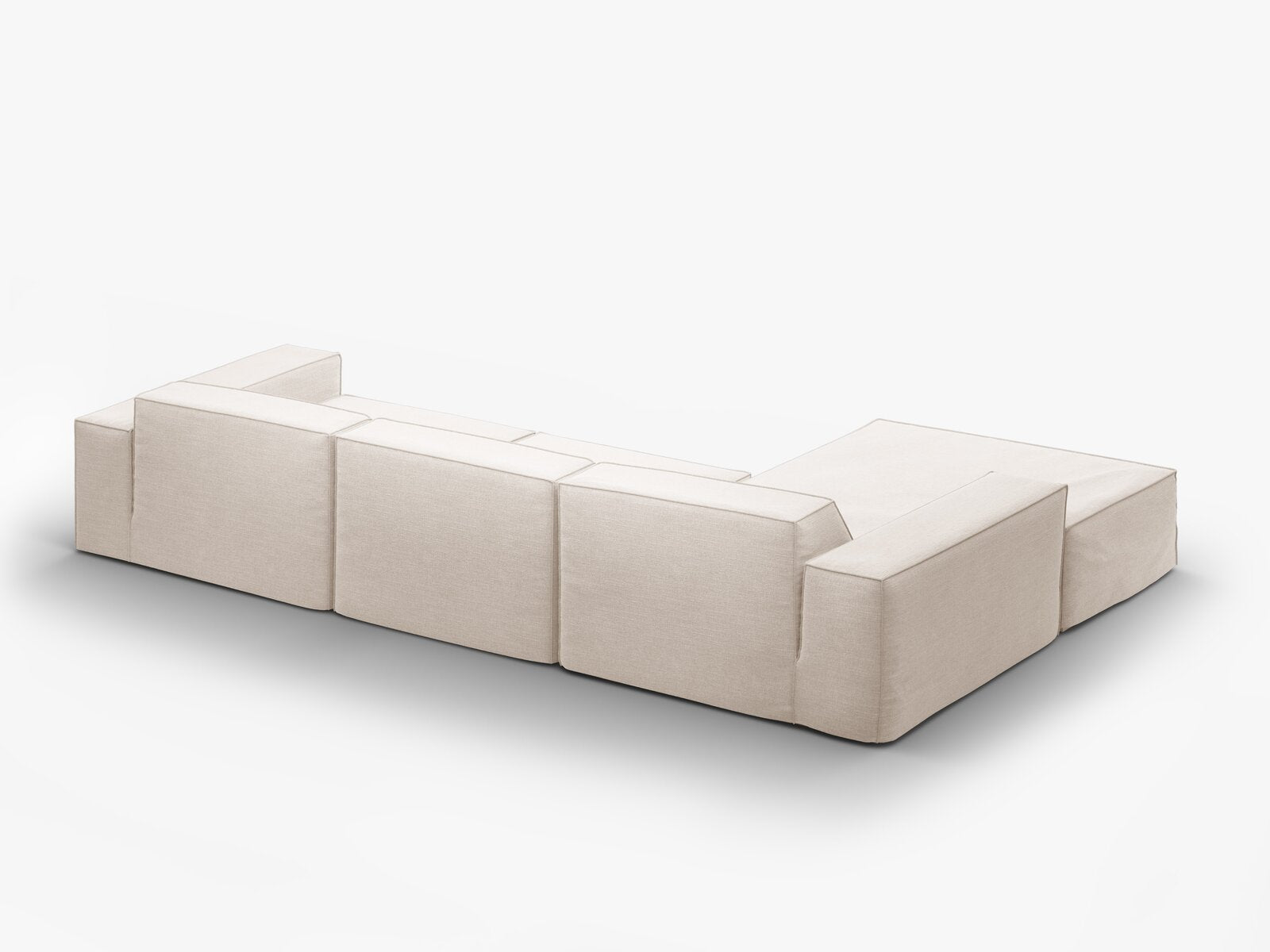 Micadoni Ecksofa Jodie 4-Sitzer Links Strukturierter Stoff Lins Beige