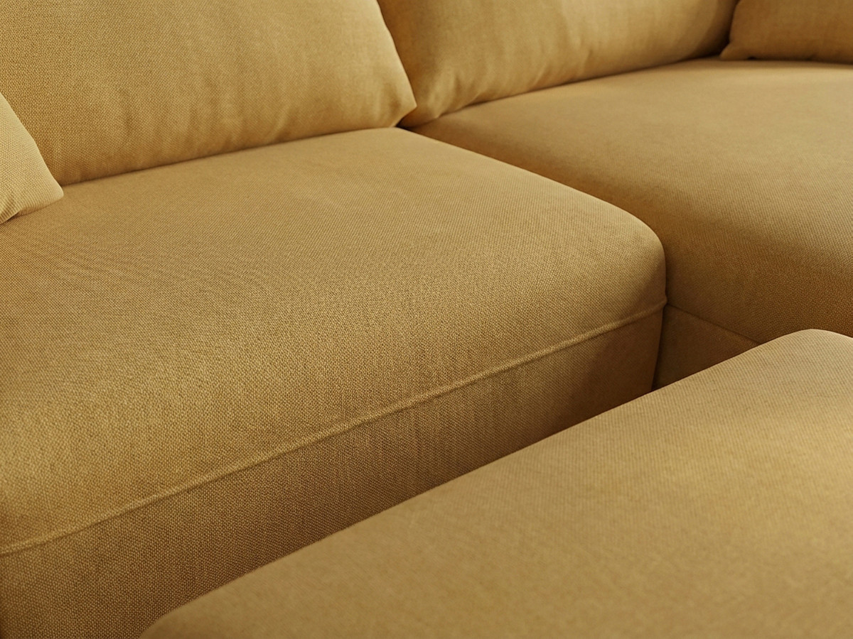 Bobochic Luigi Ecksofa mit Pouf Strukturstoff Gelb Ecke rechts