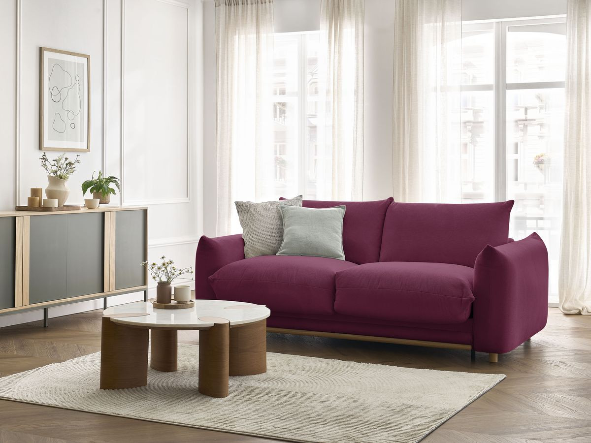 Bobochic Ernest Schlafsofa 3-Sitzer, Liegefläche 190 × 140 / 160 cm Stoff Rot, Liegefläche 160 × 190 cm