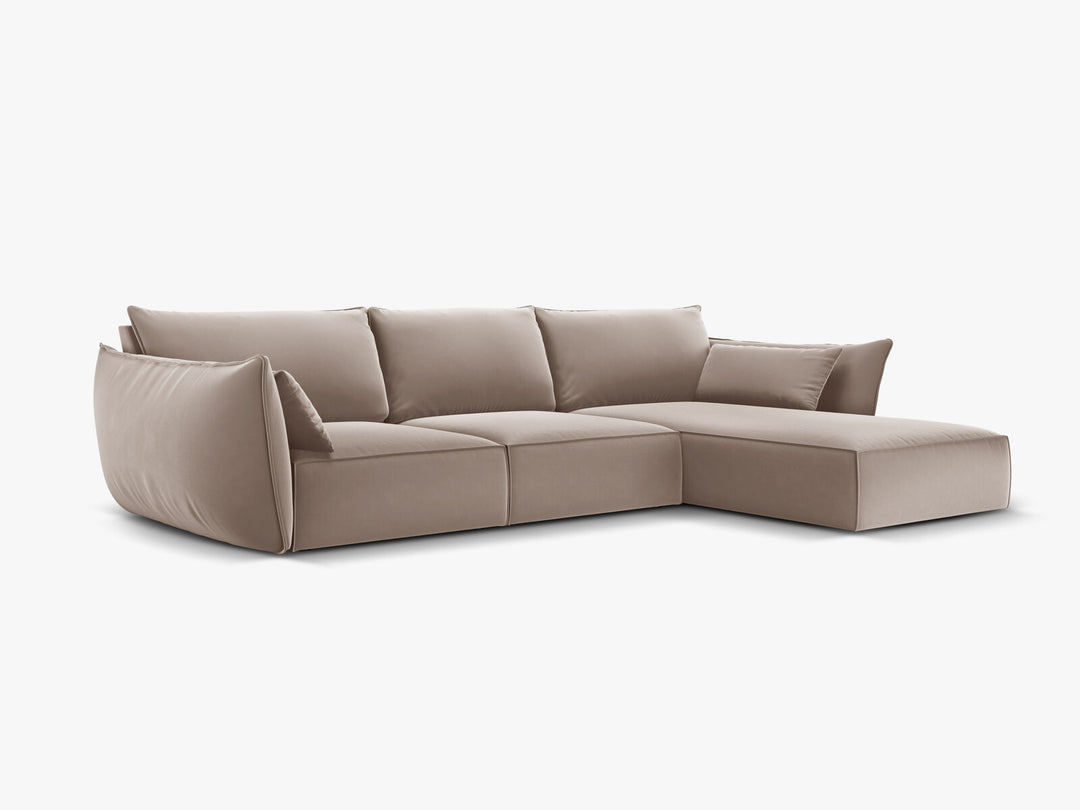 Micadoni Ecksofa Kaelle 4-Sitzer Rechts Samt Cappuccino