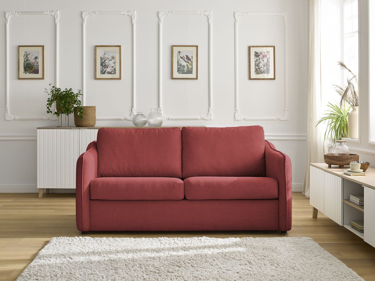 Bobochic Lenny Schlafsofa 3-Sitzer Stoff Rot