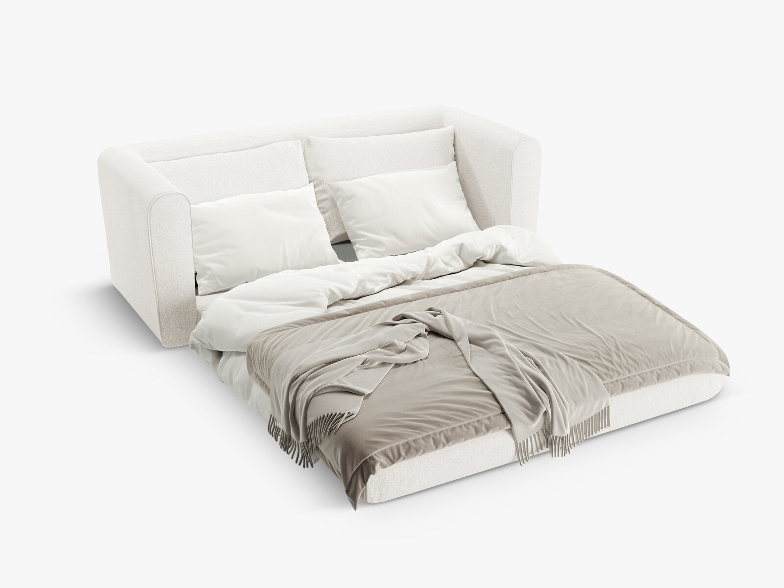 Micadoni Sofa Lido 2-Sitzer Strukturierter Stoff Weiß