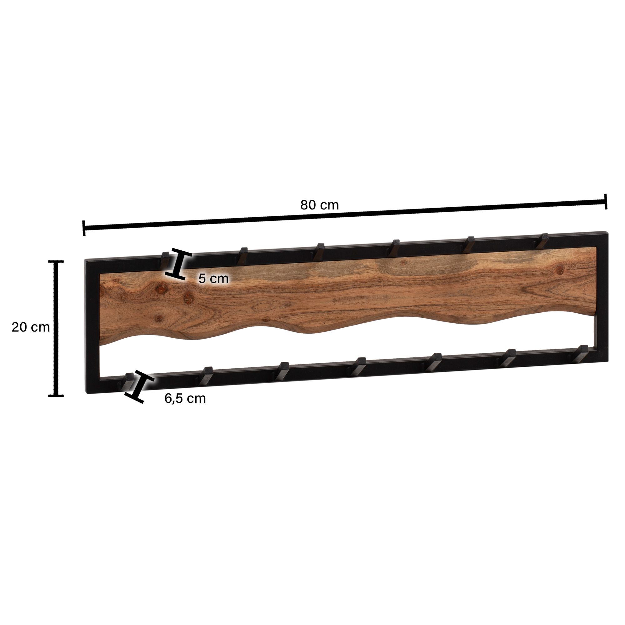 Wandgarderobe Botngard Akazie Massivholz 80 × 8 × 20 cm