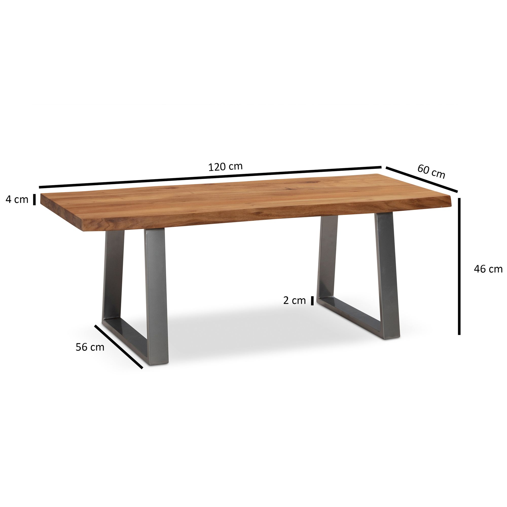 Couchtisch Lonset Akazie Massivholz 120 × 60 × 46 cm