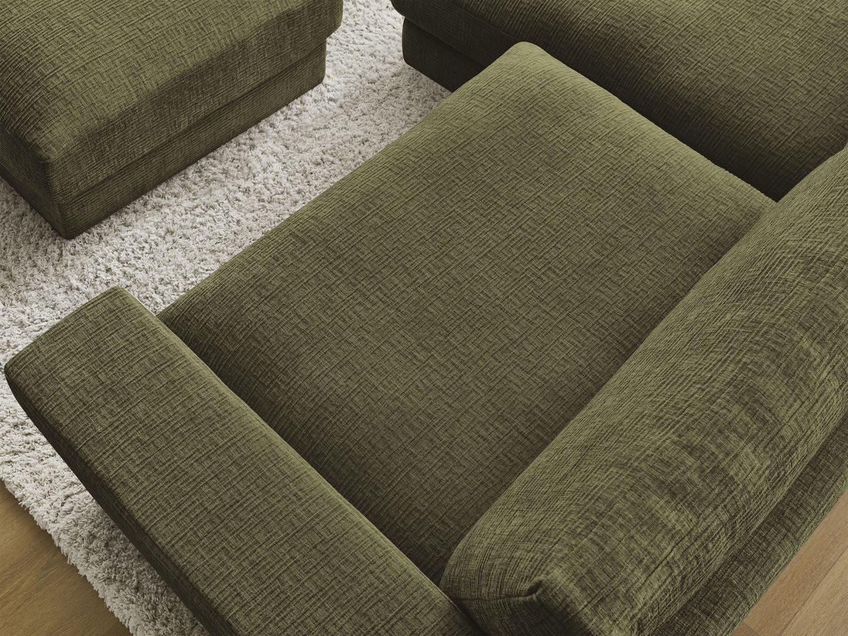 Bobochic Leonard Ecksofa mit Pouf 234 × 159 cm Strukturstoff Grün Ecke links