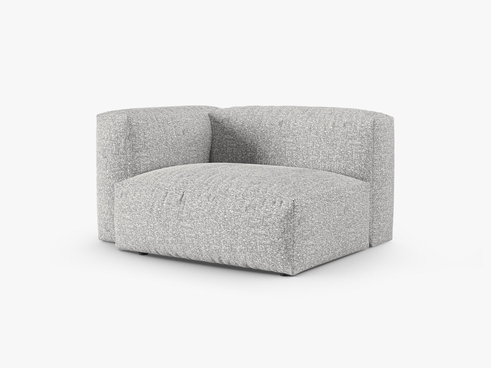 Micadoni Eckmodul mit Armlehne Martina 1-Sitzer 90cm Sitztiefe Links Boucle Monet Silber