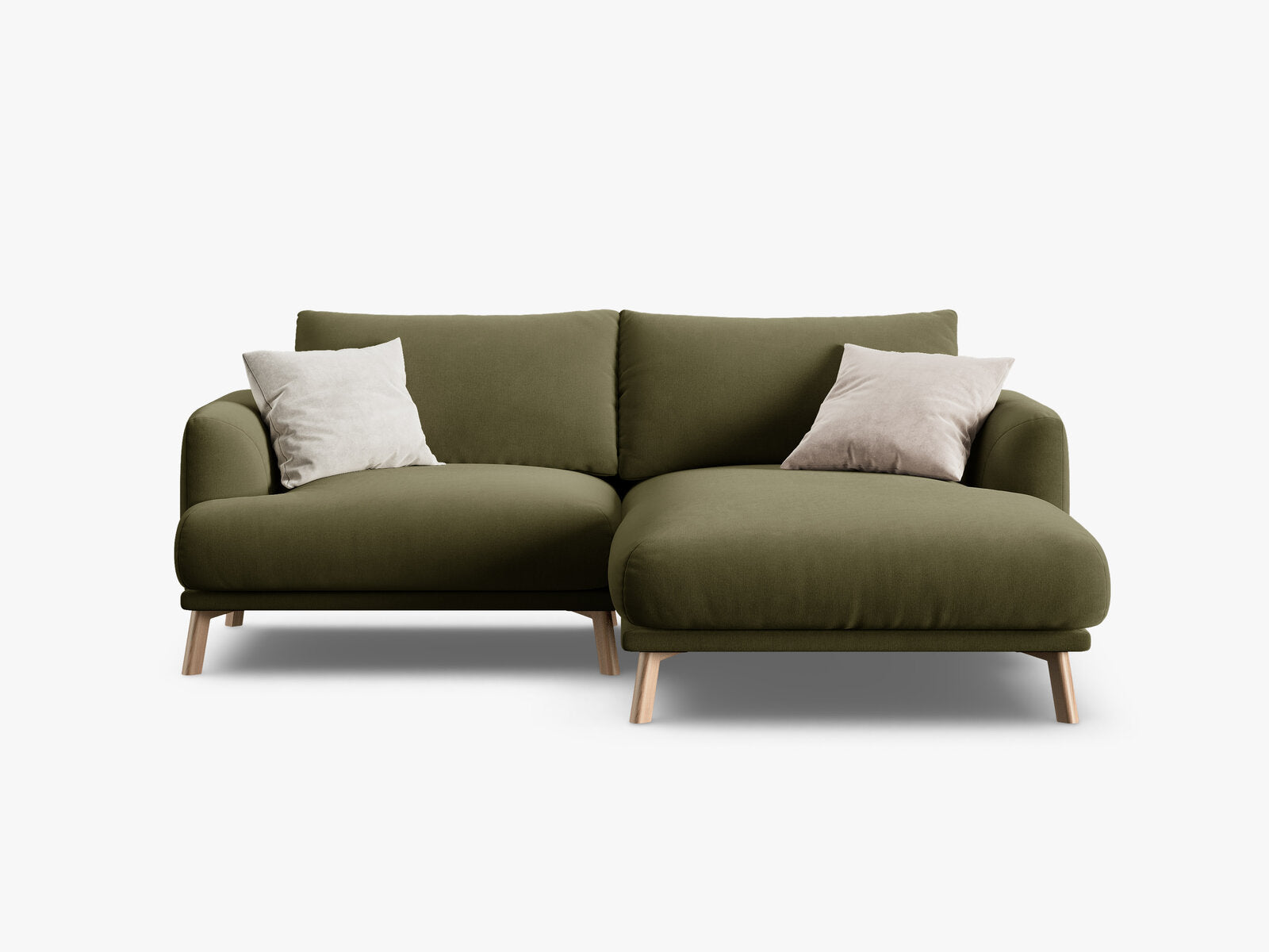 Micadoni Ecksofa Naomi 3-Sitzer kleine Version Rechts Samt Salvador Grün