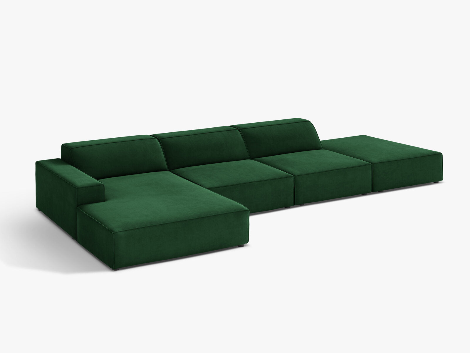 Micadoni Ecksofa Jodie 5-Sitzer Links Samt Bluvel Flaschengrün