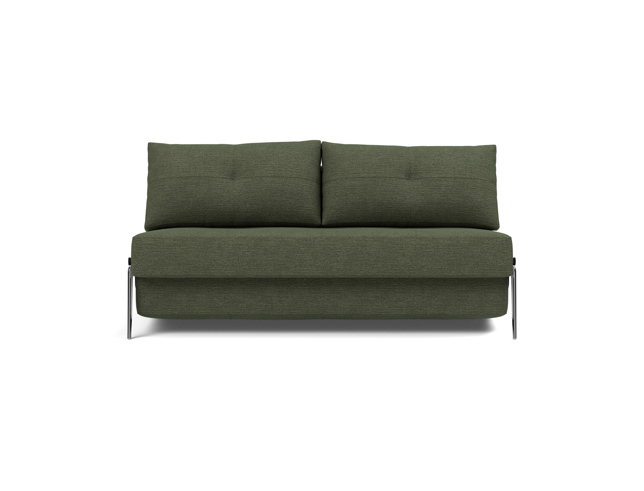 Schlafsofa Cubed 160 Strukturierter Stoff Taura 353-Forest Beine Aluminium
