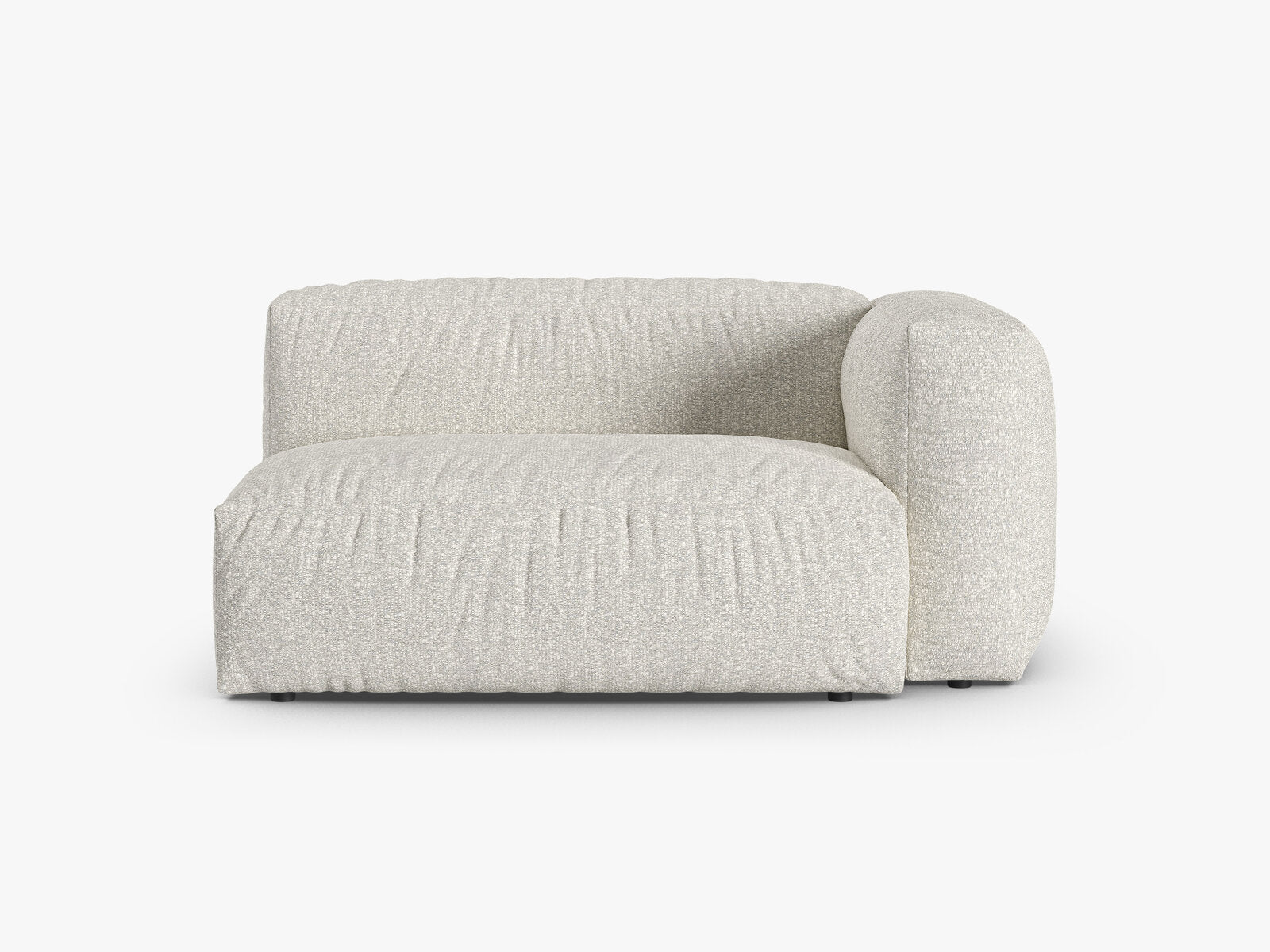 Micadoni Eckmodul mit Armlehne Martina 1-Sitzer Groß 90cm Sitztiefe Rechts Boucle Monet Grau Beige Melange