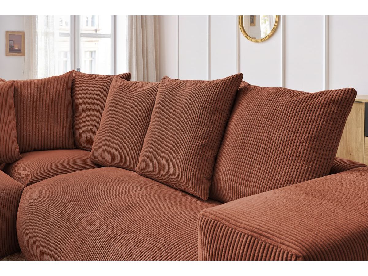 Bobochic Voltaire Ecksofa 268 × 214 cm Cordsamt Orange Ecke links