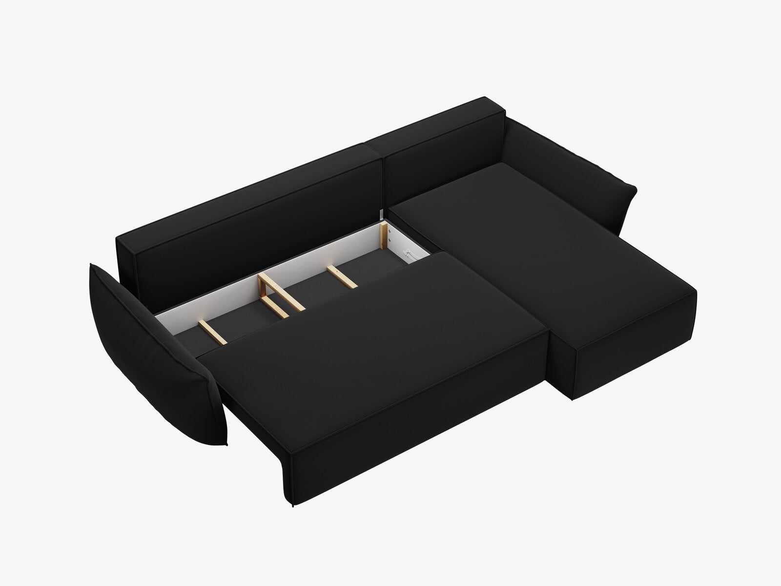 Micadoni Kaelle Ecksofa mit Bettfunktion und Stauraum Rechts Samt Bluvel Schwarz