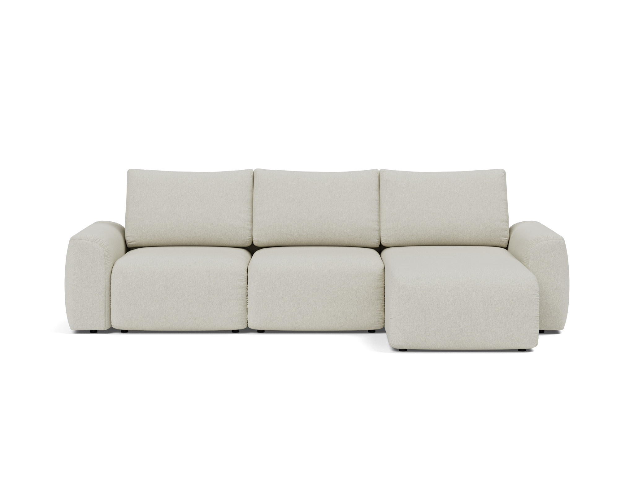 Schlafsofa Norum mit Chaiselongue und Chunky-Armlehnen Flachgewebe Mixed Dance 527-Natural