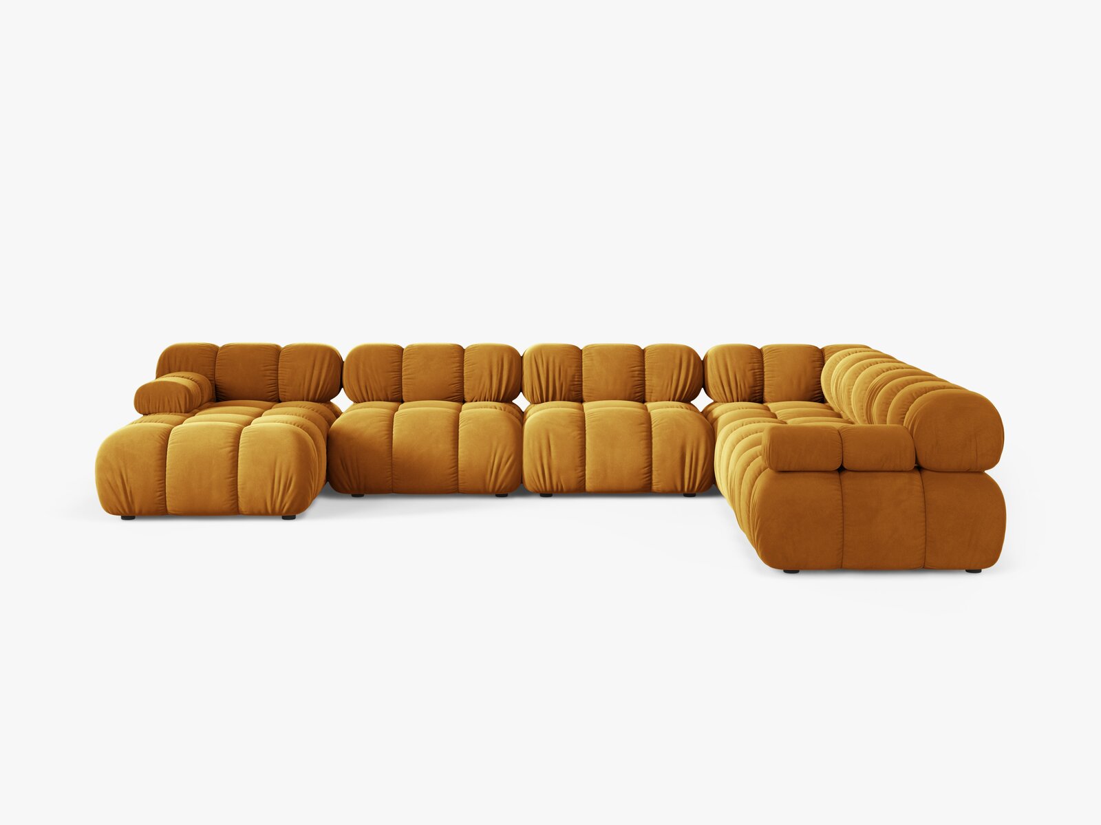 Micadoni Modulares Panorama Ecksofa Bellis 8-Sitzer Rechts Samt Venus Gelb