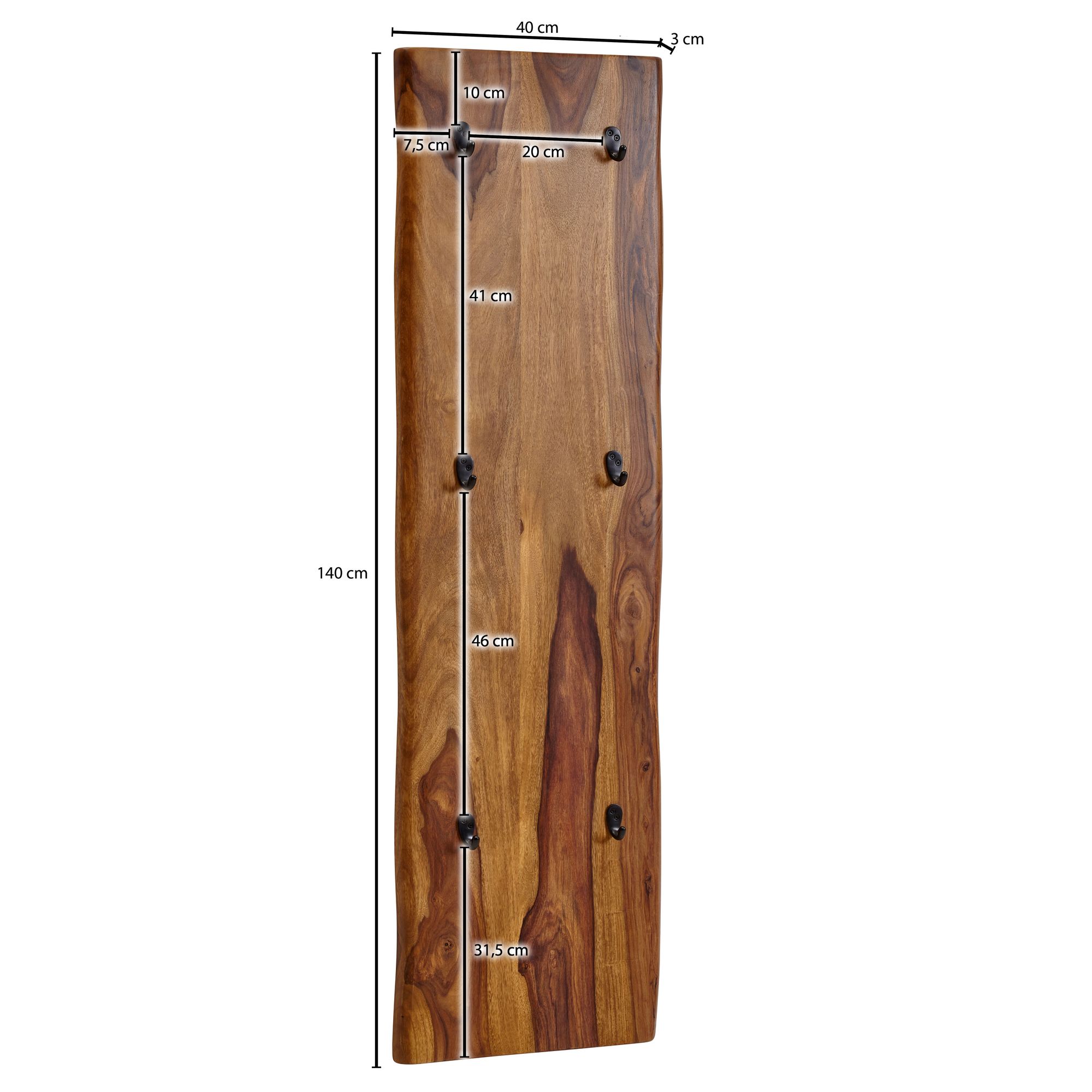 Garderobenpaneel Reykir Massivholz Dunkelbraun 40 × 7 × 140 cm