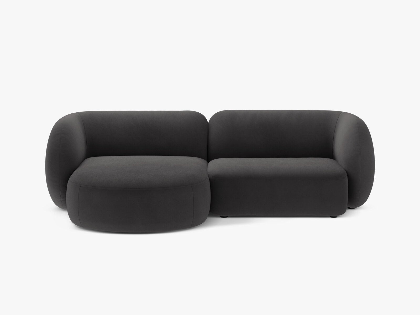 Micadoni Ecksofa Kate 2-Sitzer Links Samt Dunkelgrau