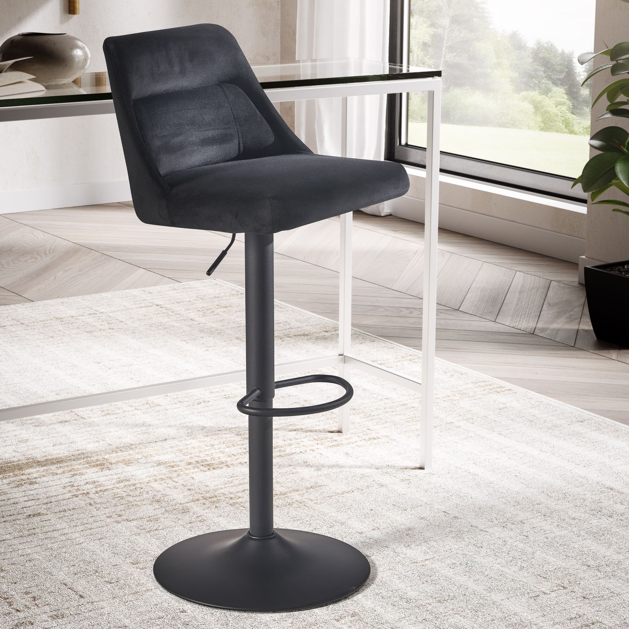 Barhocker Gurskoy Samt Schwarz 45 × 51 × 106 cm
