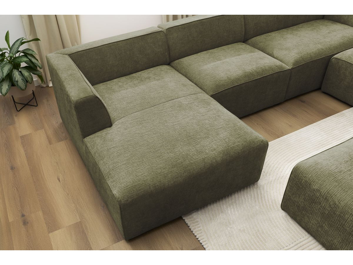 Bobochic Megeve Wohnlandschaft mit Pouf Strukturstoff Grün Ecke links