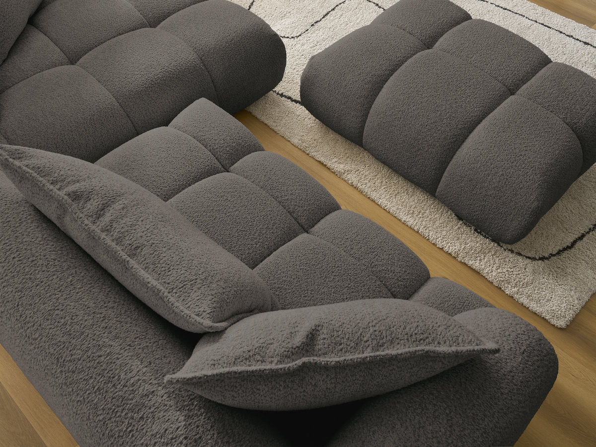 Bobochic Alya Ecksofa mit Pouf Bouclé-Stoff Braun Ecke rechts