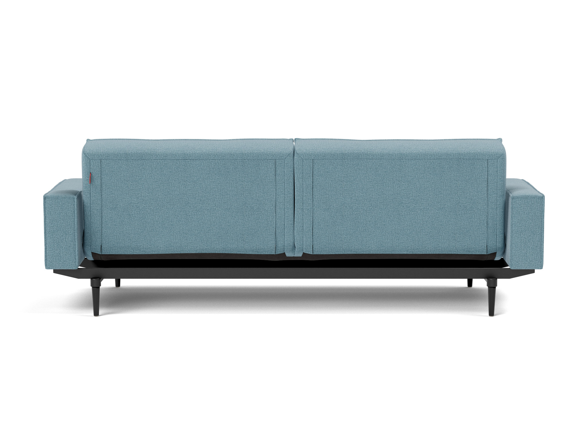 Schlafsofa Splitback mit Armlehnen Flachgewebe Mixed Dance 525-Light-Blue Beine Styletto Eiche schwarz