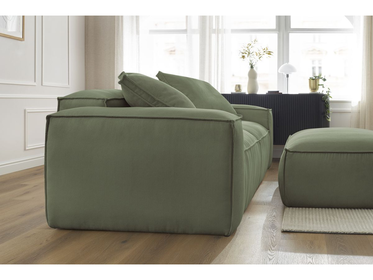 Bobochic Boheme Sofa 4-Sitzer mit Pouf Cordsamt Grün