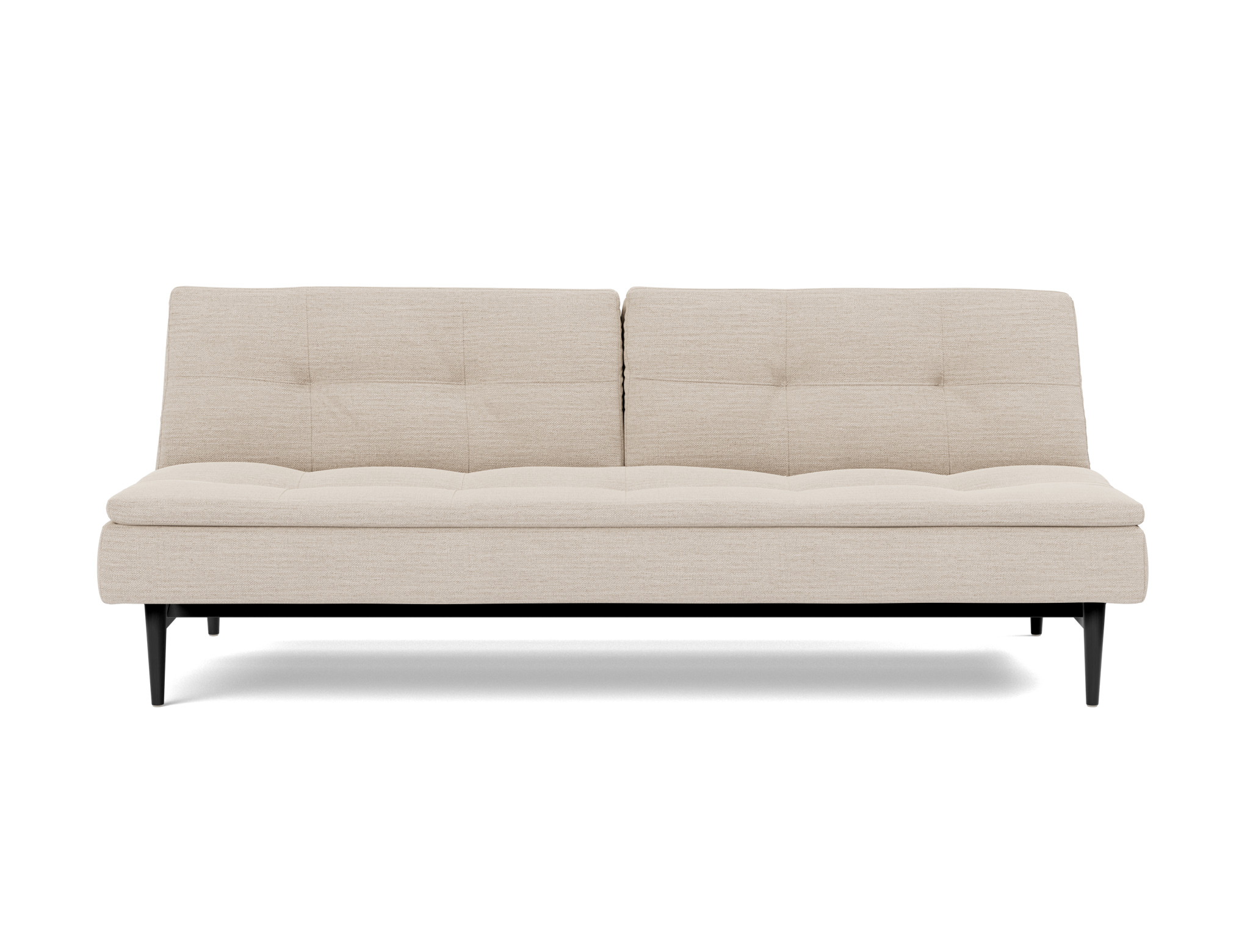 Schlafsofa Dublexo Webstoff Blida 612-Sand-Grey Beine Styletto Eiche schwarz