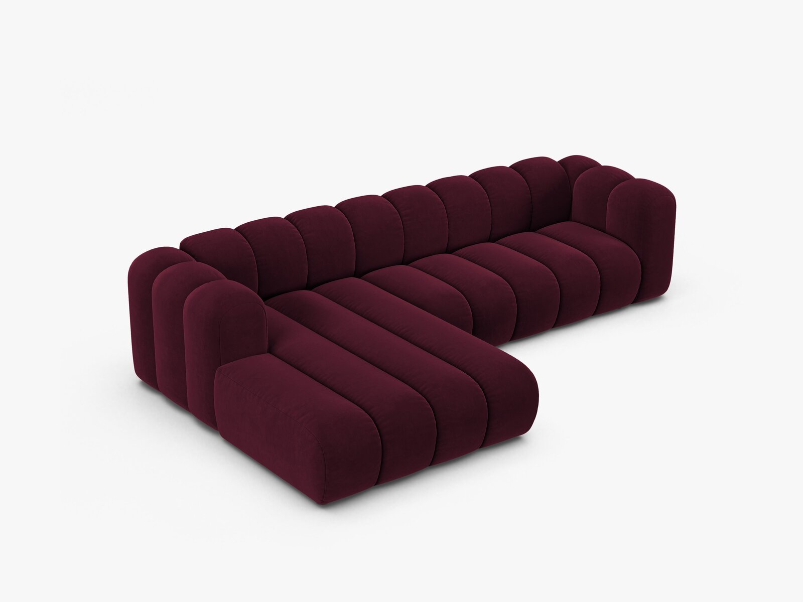 Micadoni Modulares Ecksofa Lupine 4-Sitzer Links Samt Venus Burgunder