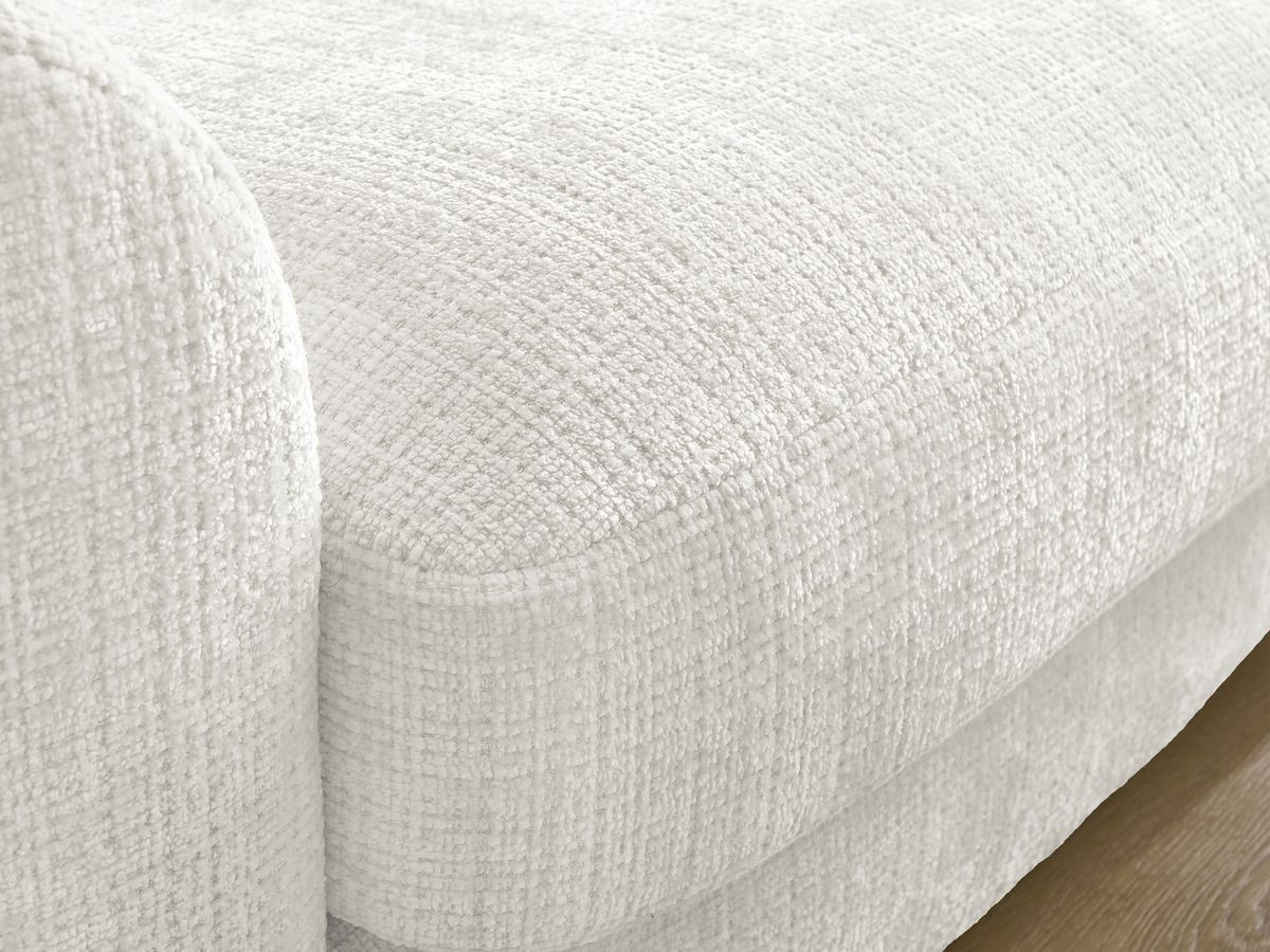 Bobochic Leonore Ecksofa mit Pouf Strukturstoff Weiß Ecke rechts