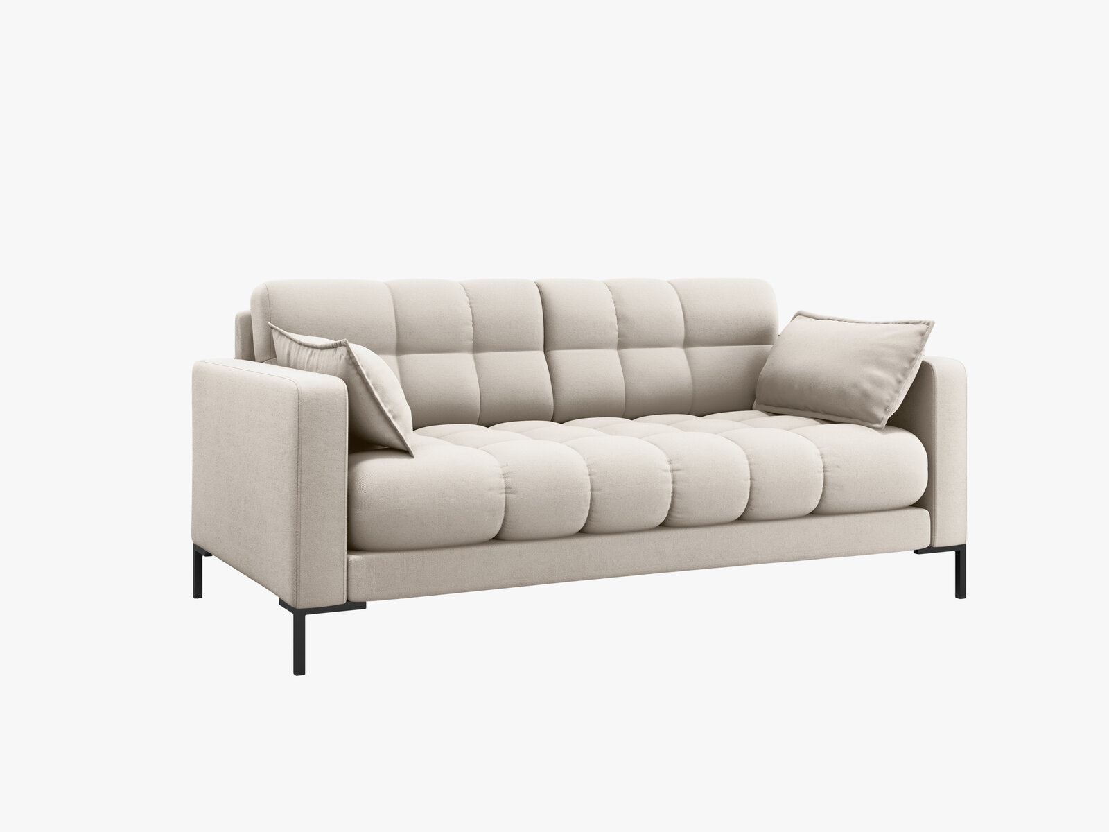 Micadoni Sofa Mamaia 2-Sitzer Strukturierter Stoff Neve Beige schwarze Beine