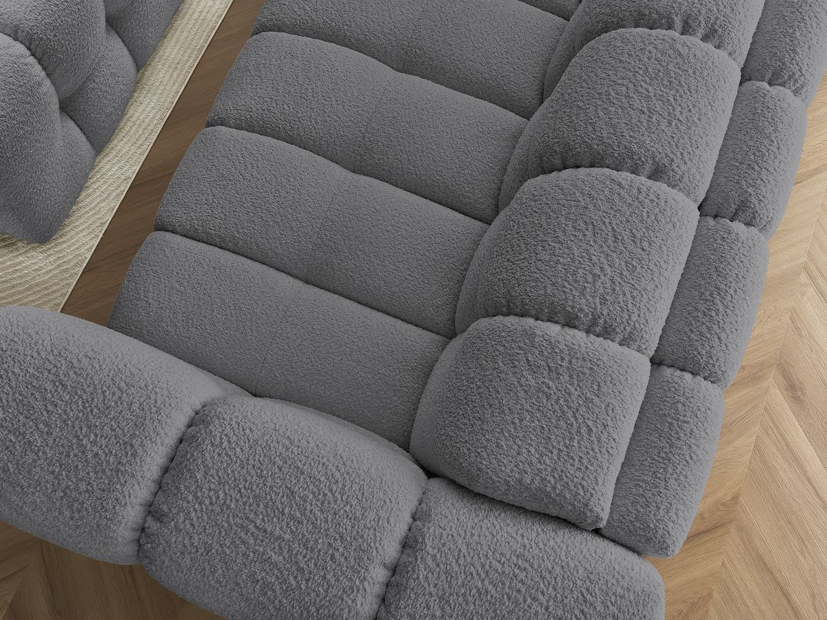 Bobochic Cloud Schlafsofa 3-Sitzer mit Pouf Bouclé-Stoff Dunkelgrau