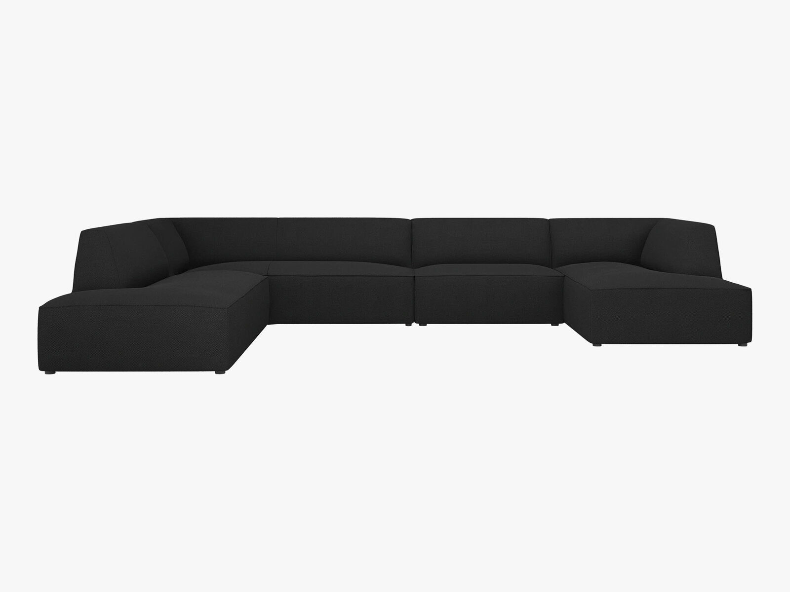 Micadoni Panorama-Ecksofa Ruby 7-Sitzer Links Strukturierter Stoff Ottawa Schwarz