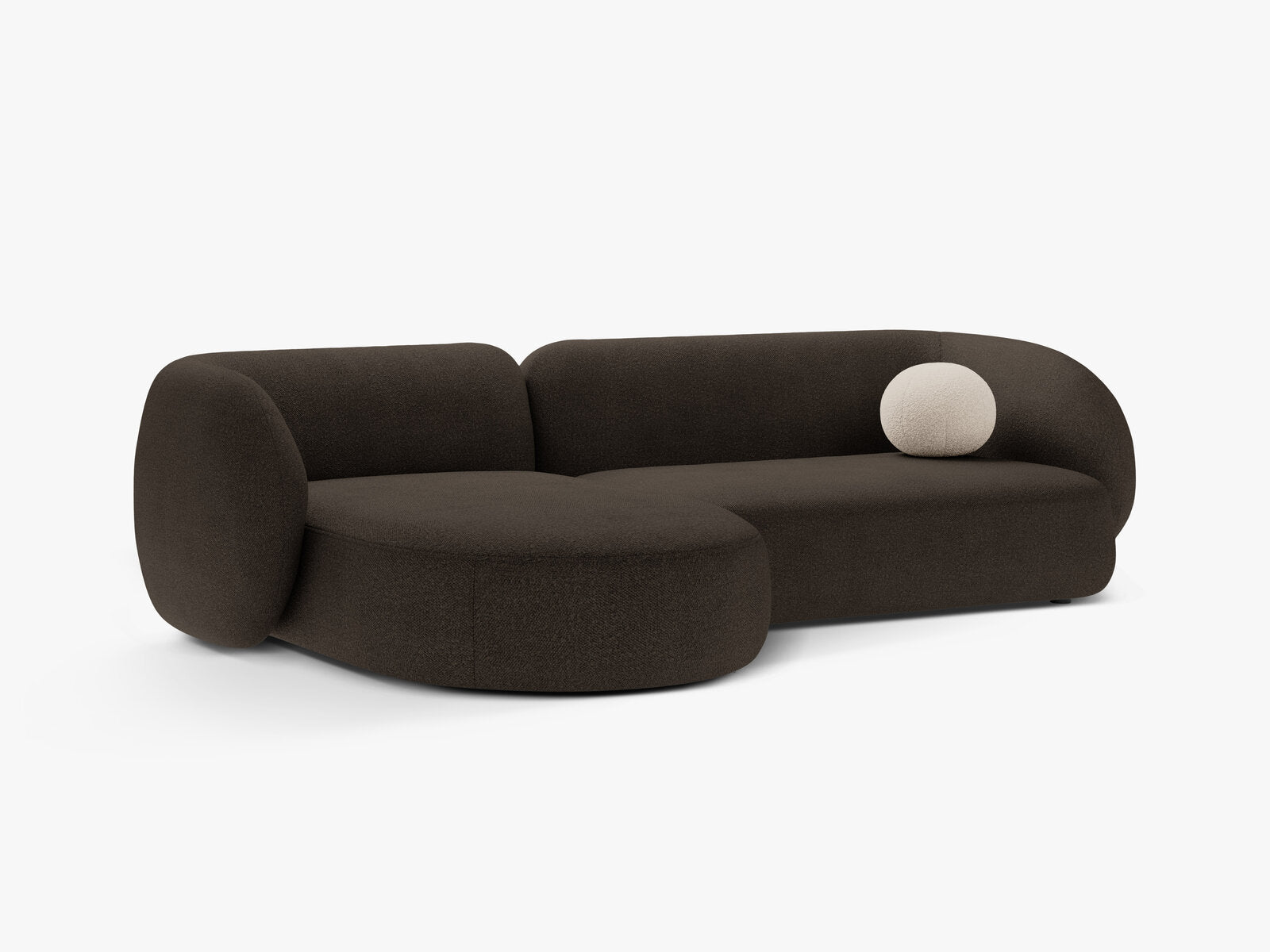 Micadoni Ecksofa Kate 3-Sitzer Links Boucle Baloo Braun