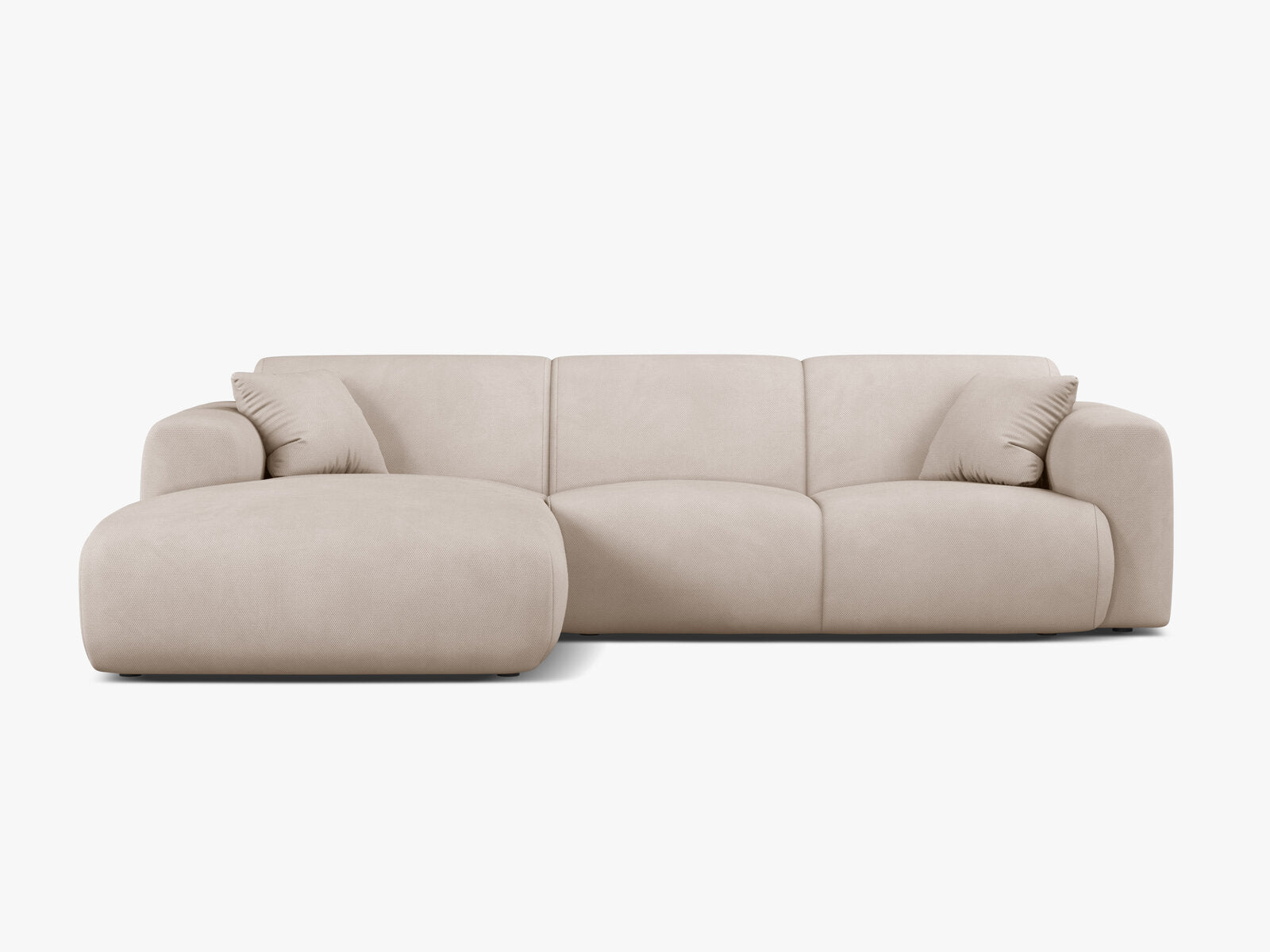 Micadoni Ecksofa Molino 4-Sitzer Links Strukturierter Stoff Rebel Beige