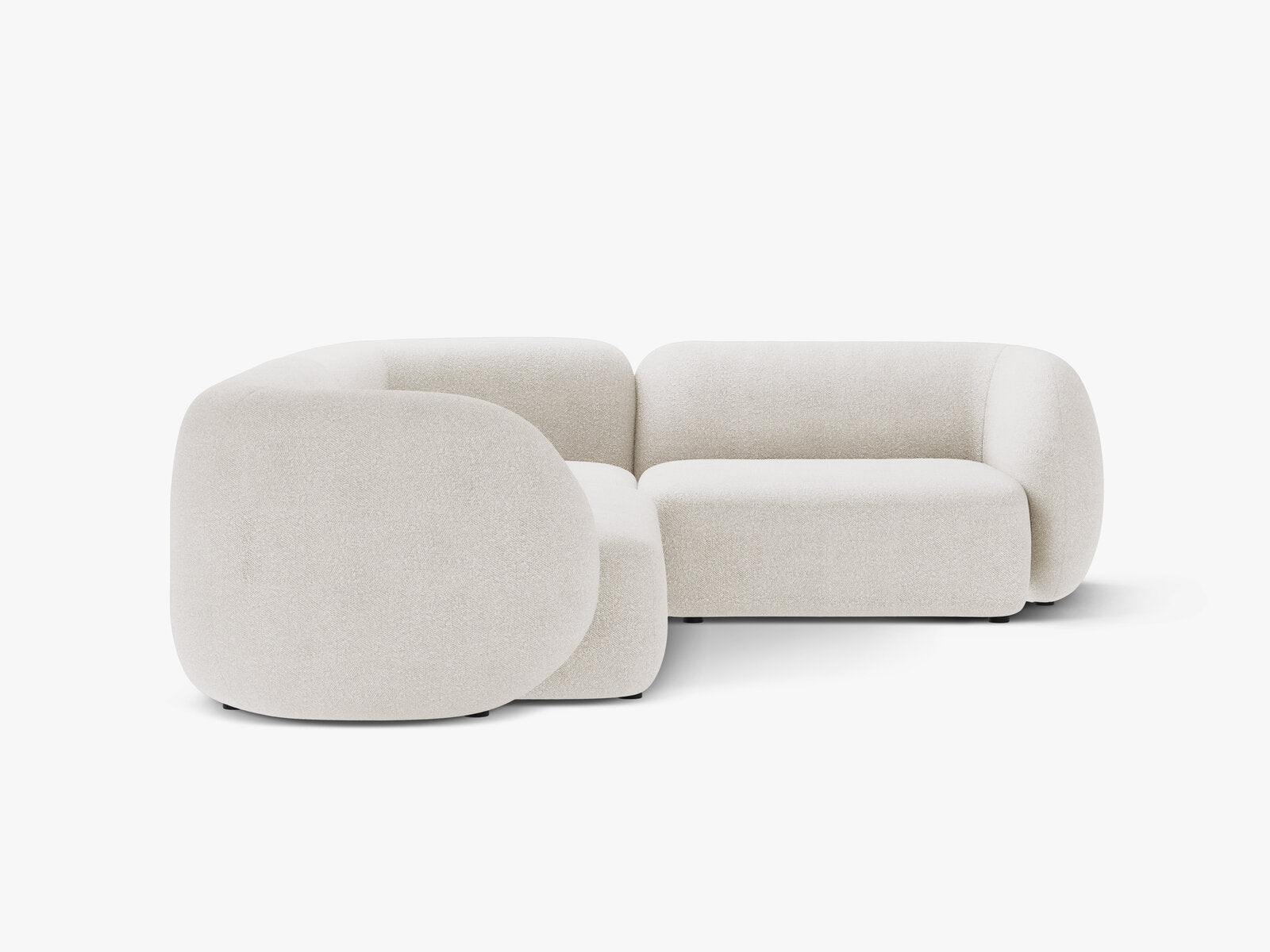 Micadoni Ecksofa Kate 4-Sitzer Rechts Boucle Weiß