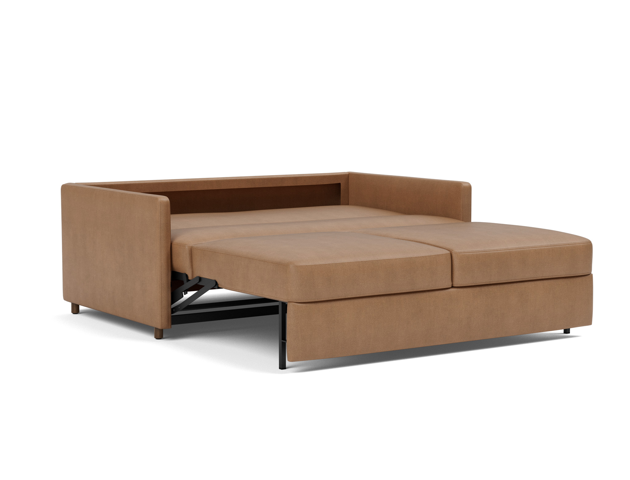 Schlafsofa Neah mit Slim-Armlehnen 160 Lederoptik Faunal 551-Brown