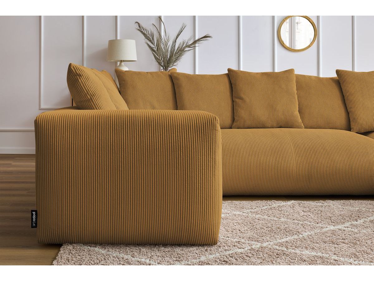 Bobochic Voltaire Wohnlandschaft mit Pouf 356 × 214 cm Cordsamt Gelb Ecke rechts