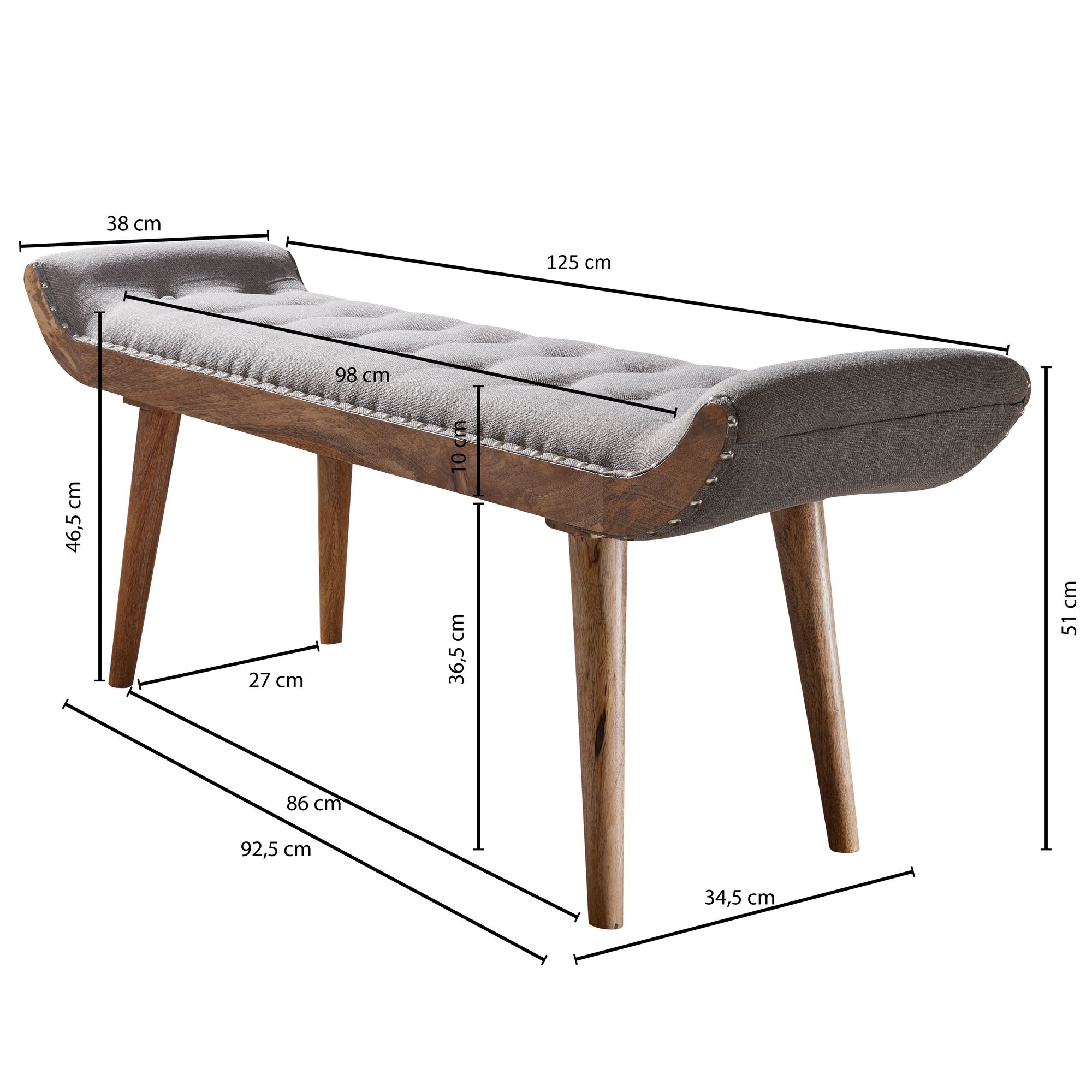 Sitzbank Skallerup Stoff Grau 125 × 38 × 51 cm