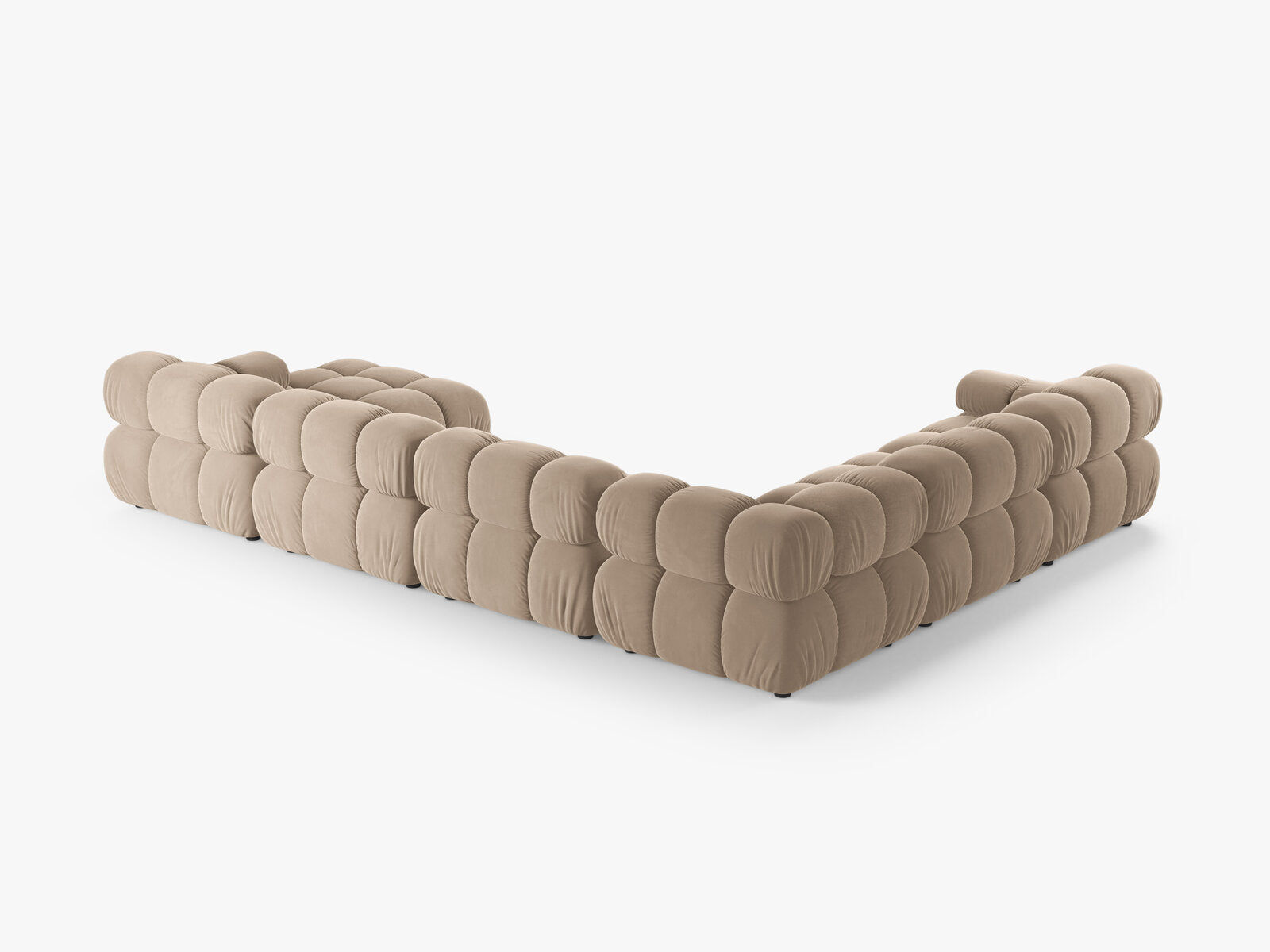 Micadoni Modulares Panorama Ecksofa Bellis 8-Sitzer Links Samt Venus Beige
