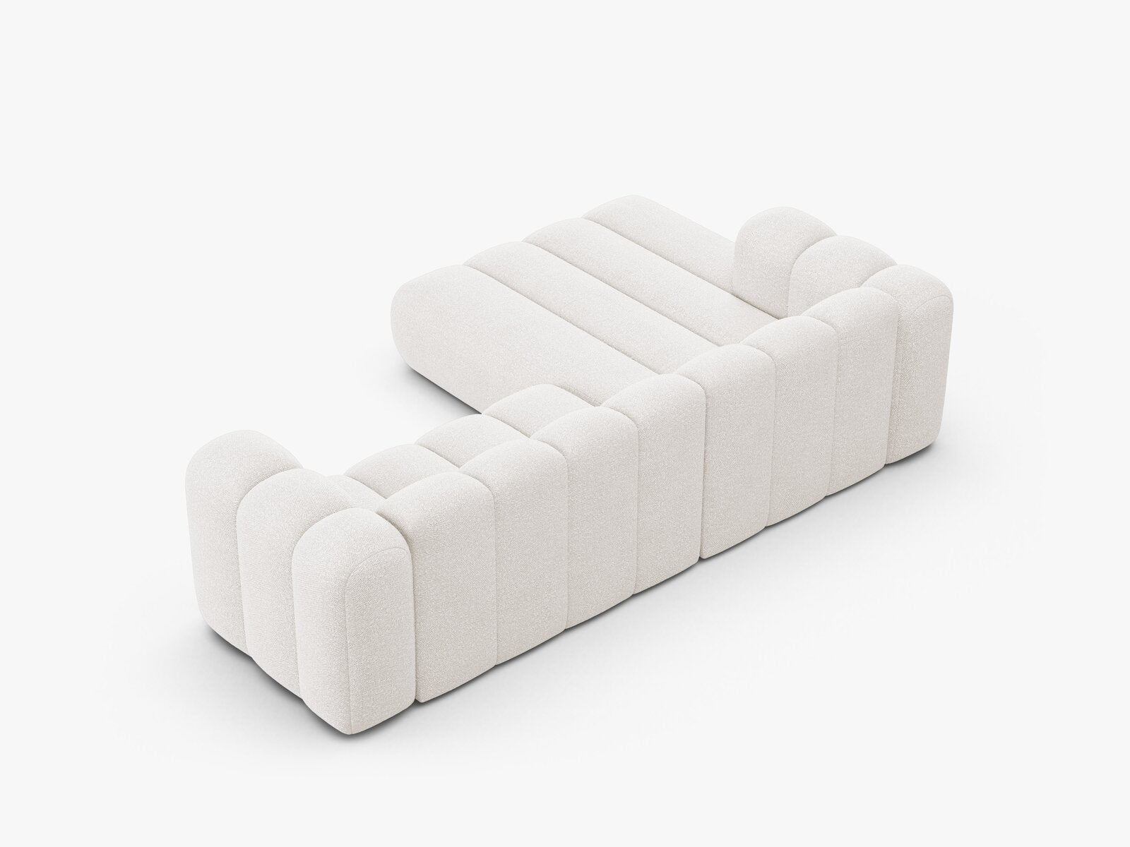 Micadoni Modulares Ecksofa Lupine 4-Sitzer mittelgroß Links Boucle Baloo Weiß