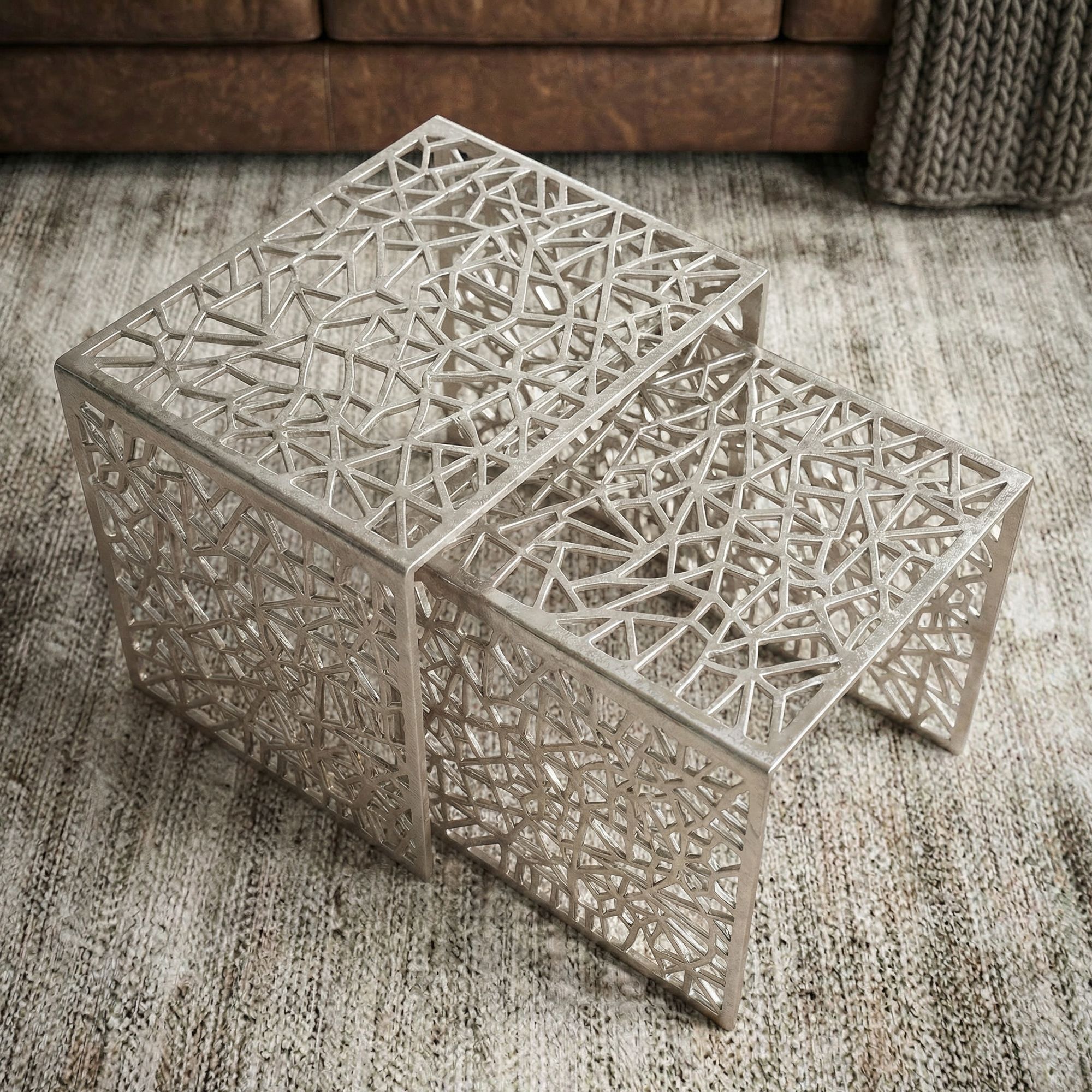 Satztisch 2er-Set Vevelstad Aluminium Silber 50 × 40 × 40 cm