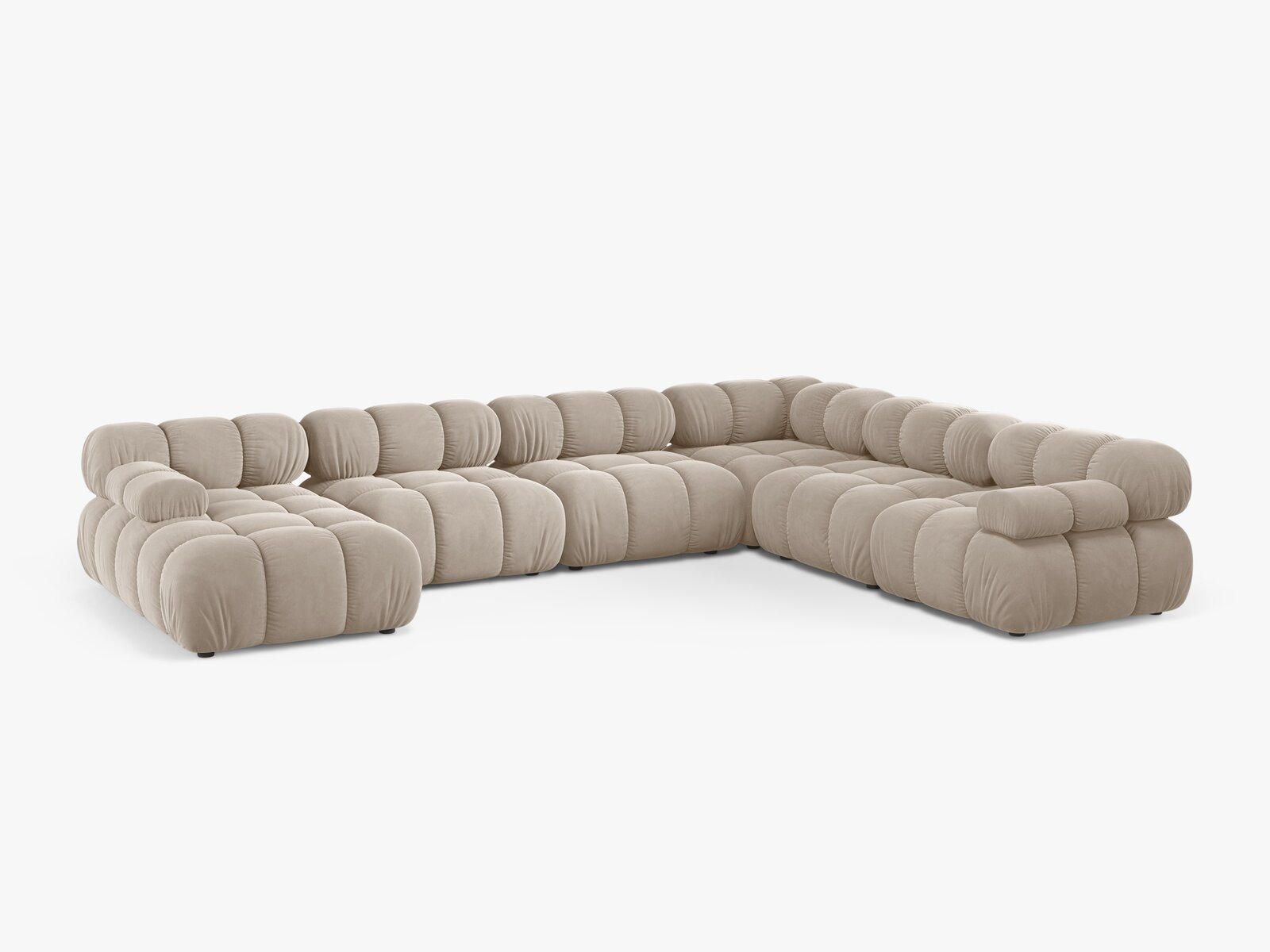 Micadoni Modulares Panorama Ecksofa Bellis 8-Sitzer Rechts Samt Bluvel Dunkelbeige
