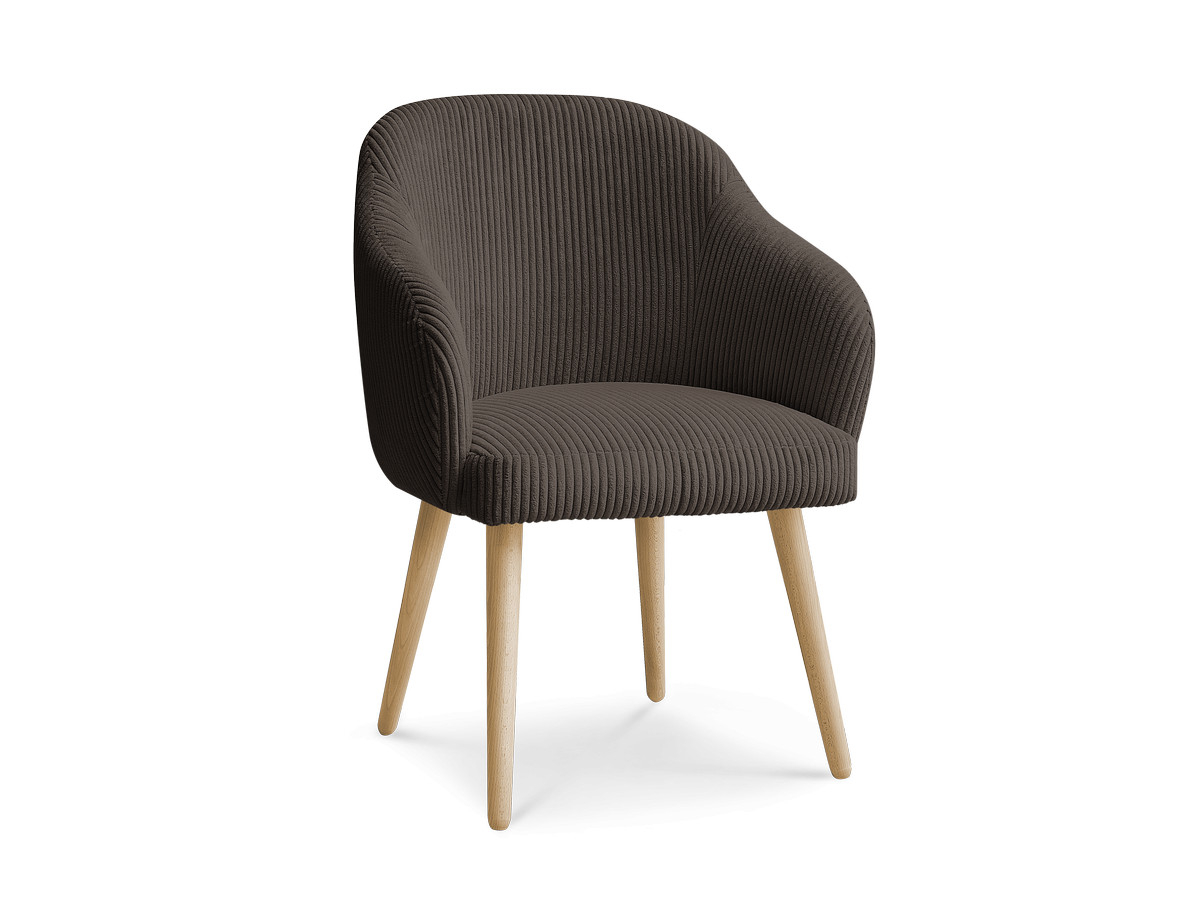Bobochic Sophie Esszimmerstuhl mit skandinavischen Holzbeinen Cordsamt Taupe