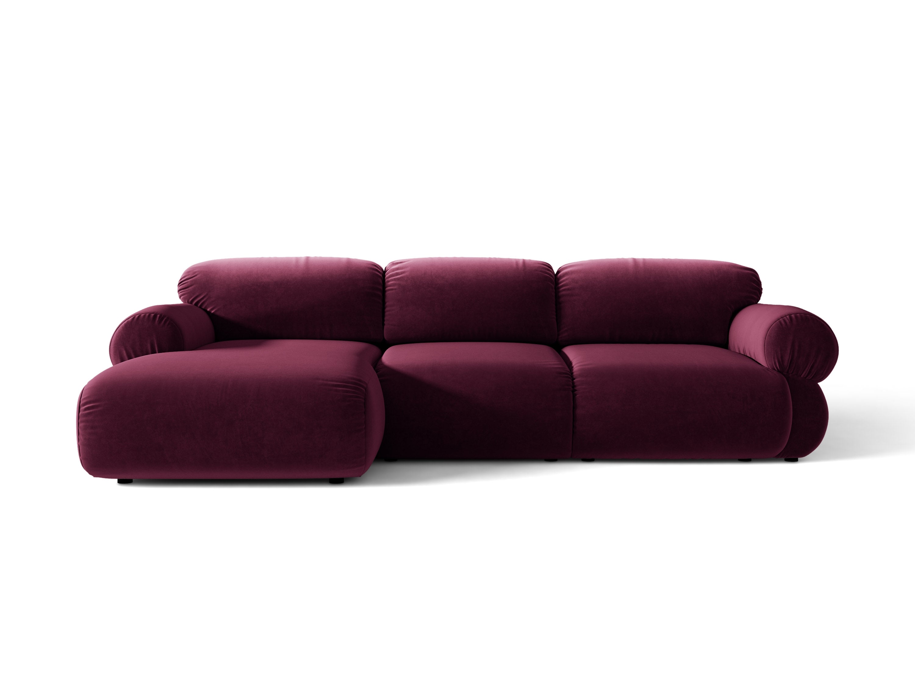 Micadoni Ophelia Ecksofa 6-Sitzer Links Samt Venus Burgundfarben