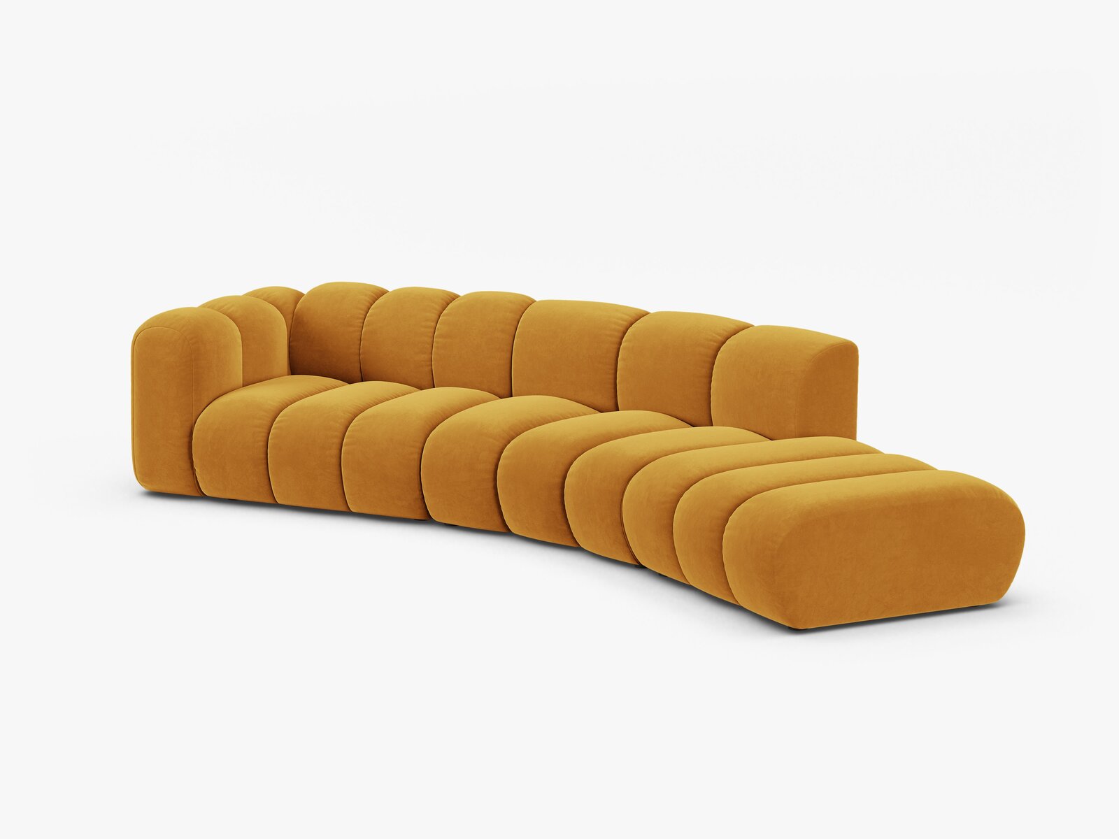 Micadoni Modulares Sofa Lupine 5-Sitzer Samt Venus Gelb Rechts
