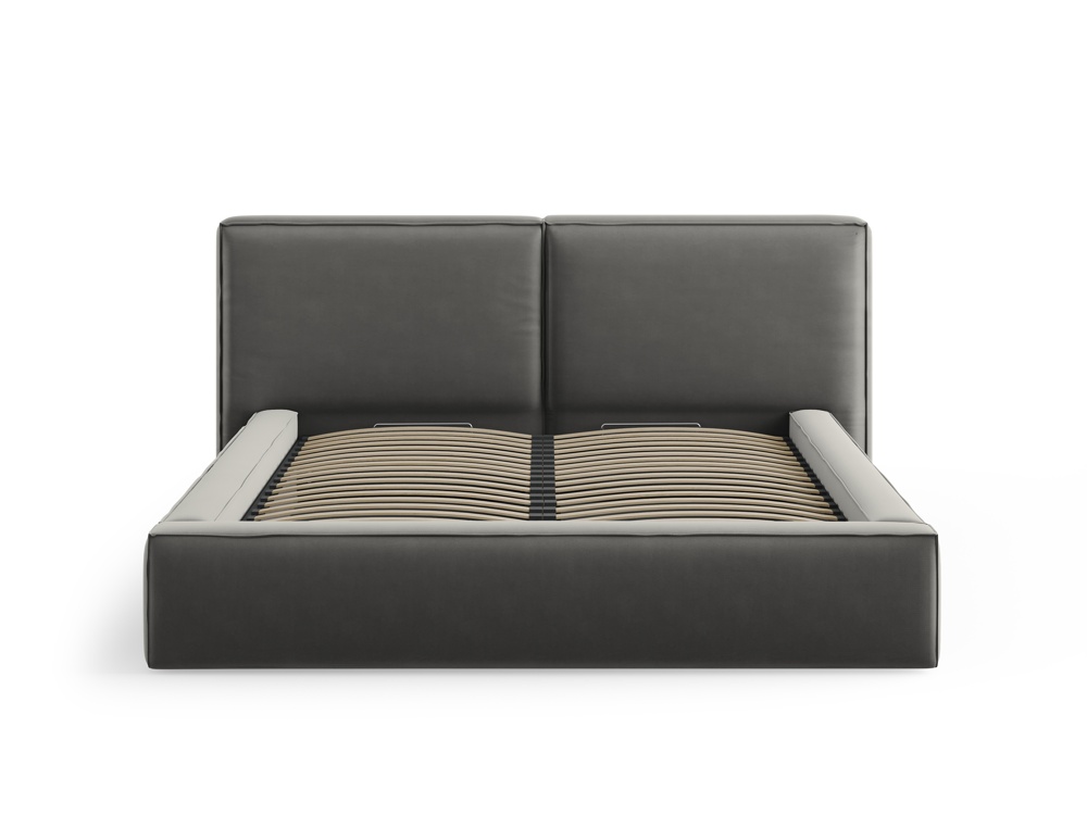 Cosmopolitan Design Stauraumbett mit doppeltem Kopfteil Arendal 140x200 Samt Bluvel Hellgrau
