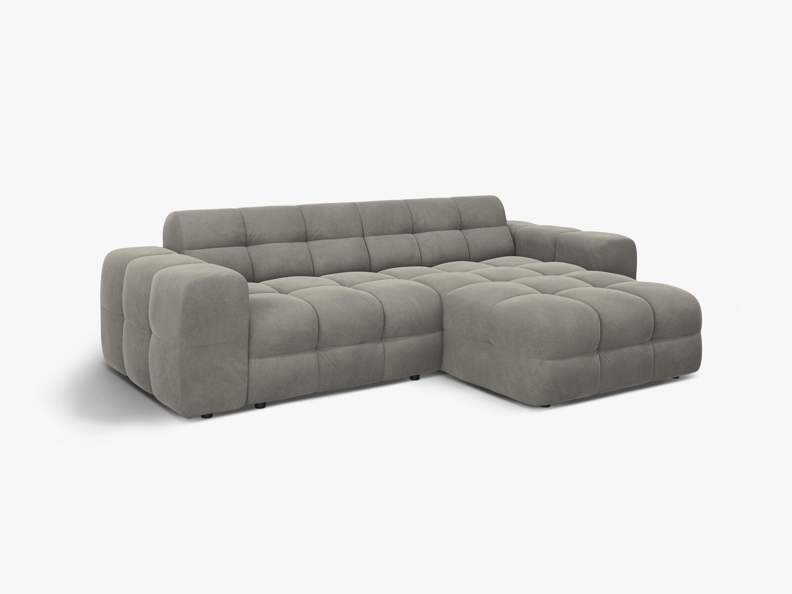 Micadoni Ecksofa Kendal 4-Sitzer Rechts Samt Magic Velvet Dunkelgrau