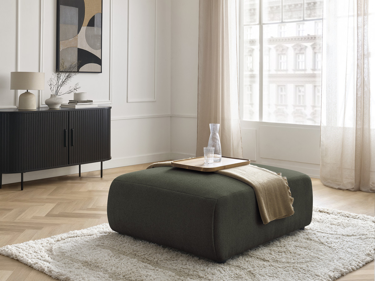 Bobochic Jana Pouf 94 × 114 cm Melange-Stoff Grün
