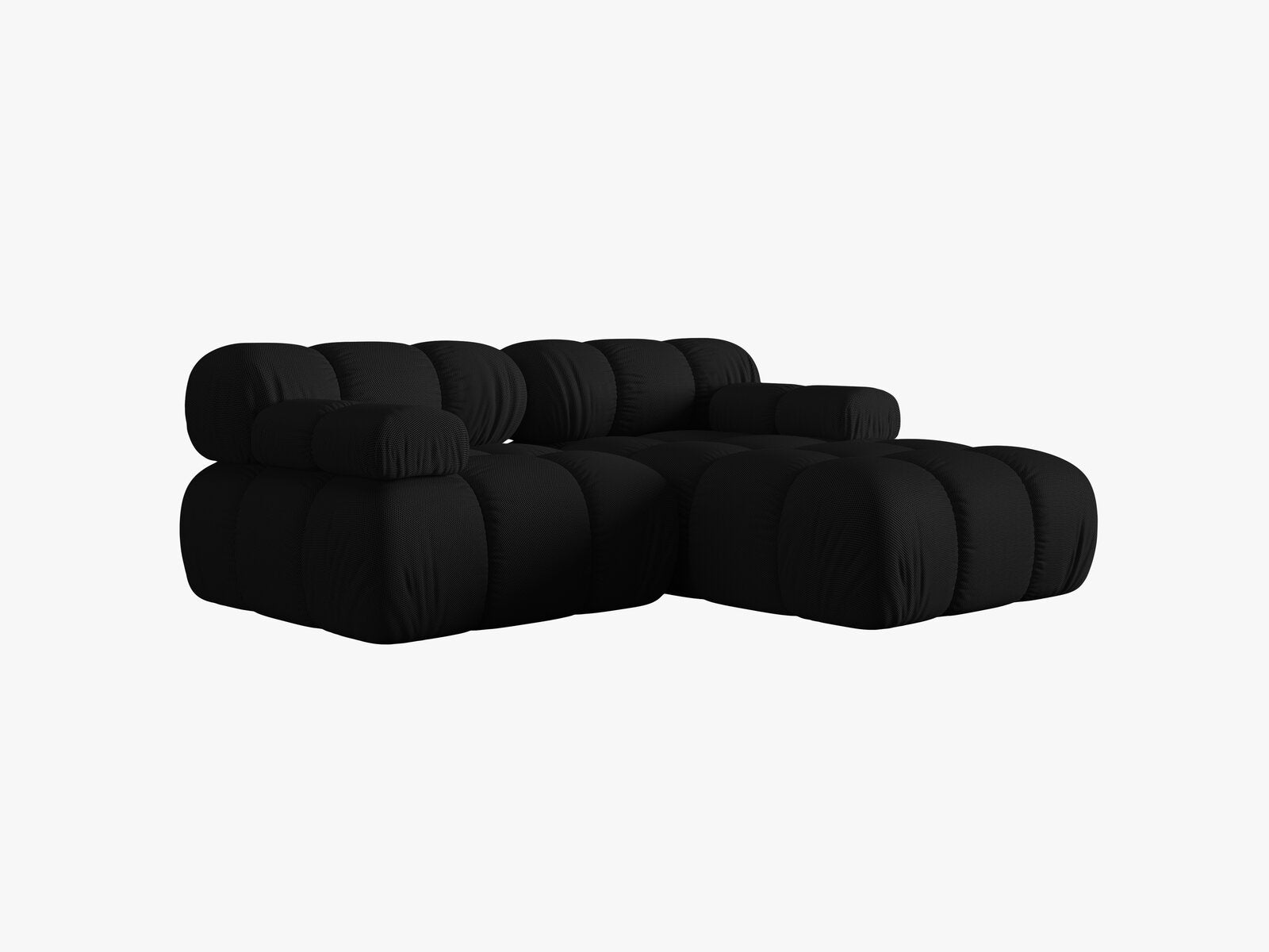 Micadoni Modulares Ecksofa Bellis 3-Sitzer Rechts 3D-Stoff Sonic Schwarz