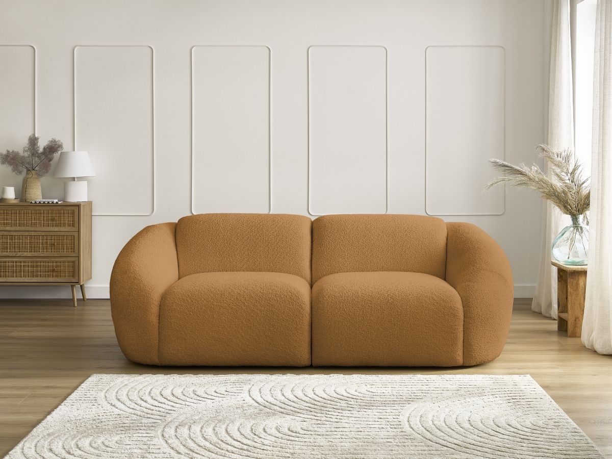Bobochic Tina Sofa 2-Sitzer Bouclé-Stoff Gelb